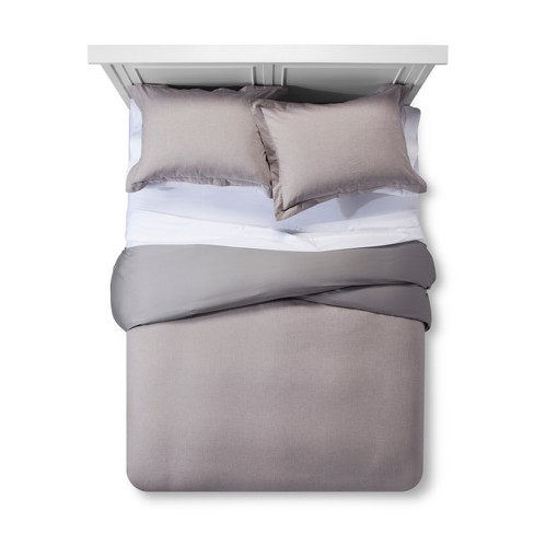 Gray Cotton Cashmere Duvet Cover Set Full Queen Fieldcrest