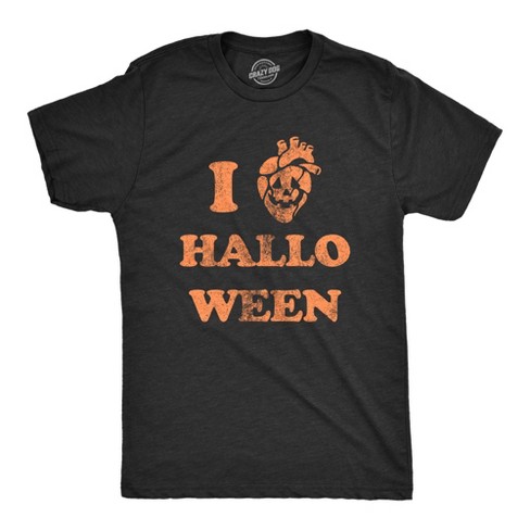 Mens I Heart Halloween T Shirt Funny Scary Pumpkin Hollows Eve Lovers Tee For Guys - Crazy Dog Men's T Shirt - image 1 of 4