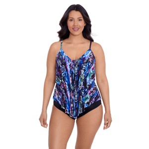 Women's Trimshaper Ronnie Tankini Swimsuit Top - Bollywood Boa - 1 of 3