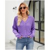 Clearlove Women V-Neck Short Knitted Cardigan Long Sleeve Sweater Tops Loose Female Knitwear - 4 of 4