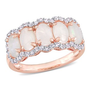 EVERLY JEWELRY | Rose Plated Sterling Silver 1 5/8 CT TGW Opal White Topaz Fashion Ring - 1 of 4