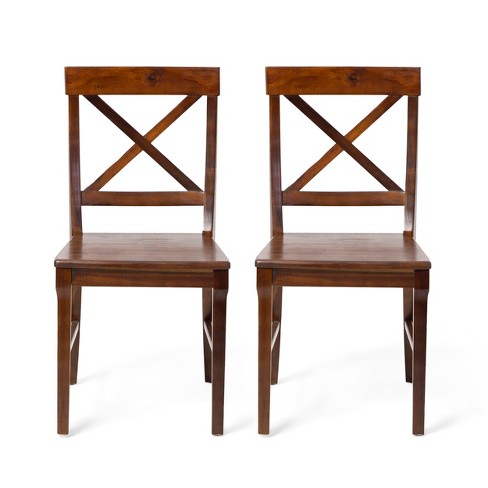 Christopher Knight Home Bostwick Farmhouse Acacia Wood Dining Chairs (Set of 2), Rich Mahogany - image 1 of 4