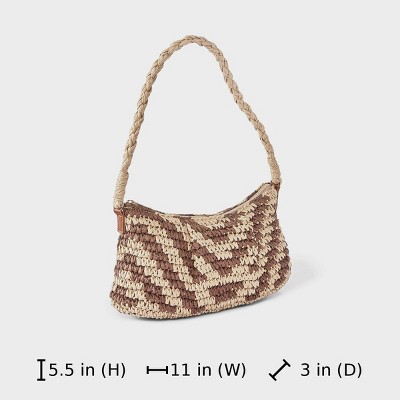 A New Day Hand Crocheted Straw Shoulder Bag - A New Day™ Brown — фото 6