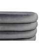 Thor 21" Round Modern Velvet Fabric Ottoman in Storm Gray - 3 of 4