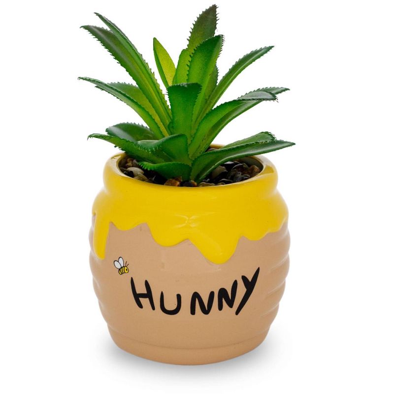 Silver Buffalo Disney Winnie The Pooh Hunny Pot Ceramic Mini Planter with Artificial Succulent, 1 of 8