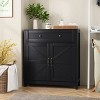 CLIHOME Farmhouse Storage Cabinet with Adjustable Shelf, White Kitchen Cabinet with Walnut Countertop, Modern Coffee Bar Console Cabinet - 2 of 4