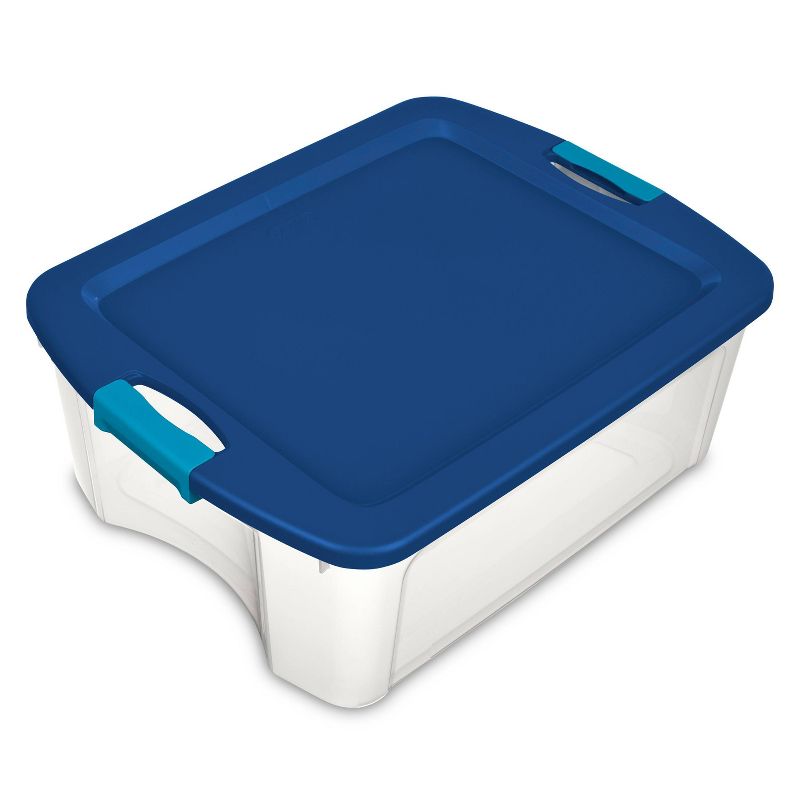 Sterilite 12 Gal Latch & Carry Clear with Blue Lid and Blue Latches, 1 of 15
