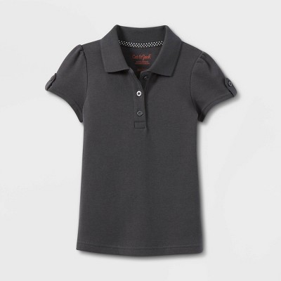 Girls' Short Sleeve Interlock Uniform Polo Shirt - Cat & Jack™ Gray