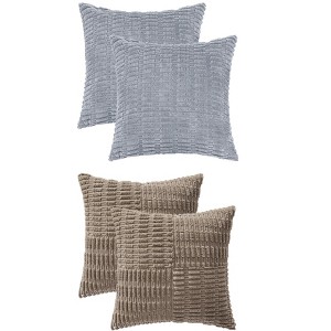REGALWOVEN 4 Pcs Solid Corduroy Modern Throw Pillow Covers 18" x 18" - 1 of 4