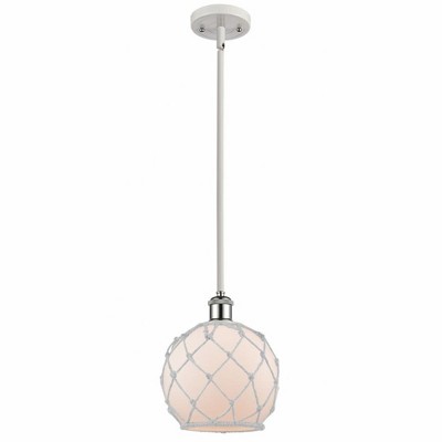 Farmhouse Rope - 1 Light Stem Hung Mini Pendant In Industrial Style-10 Inches Tall and 8 Inches Wide