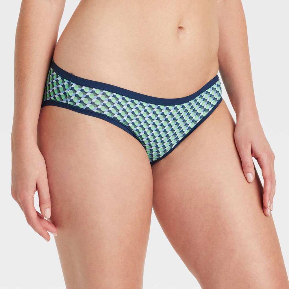 women's cotton blend bikini underwear - auden™ green dot geo print s