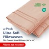 Ultra Soft Solid Pillowcases Set of 4 - Cozy & Breathable 4 Piece Pillow Covers - CGK Linens - 2 of 4