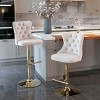 Velvet Swivel Bar Stools Set Of 2, Adjustable Bar Stools Counter-to-Bar Height Stools with Nailhead Trim, Tufted Back, Gold Legs-Maison Boucle - 3 of 4