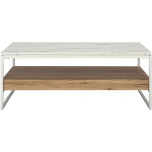Aurelian Coffee Table - COF7016A - White Marble/Natural - Safavieh - 1 of 4