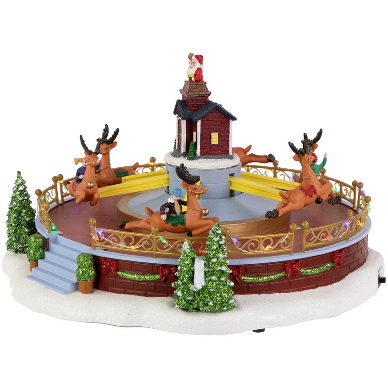 Northlight 12" Animated and Musical Rockin' Reindeer Ride LED Lighted Christmas Village Display, 3 of 6