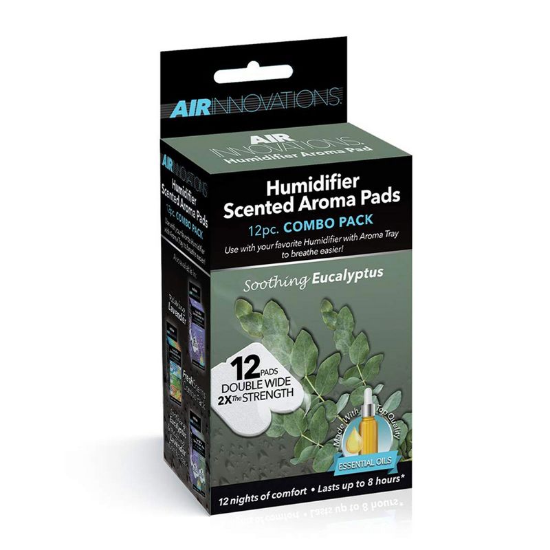 Air Innovations 12 Pack Essential Oil Humidifier Aromatherapy Freshener Fragrance Refill Pads for Aroma Tray Humidifiers, Eucalyptus, 1 of 5