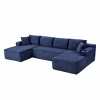 AENKYO 134" Modular Sectional Sleeper Sofa, U-Shaped Cloud Couch, No Assembly Required, 6-Seater Sofa for Living Room - Blue - 4 of 4