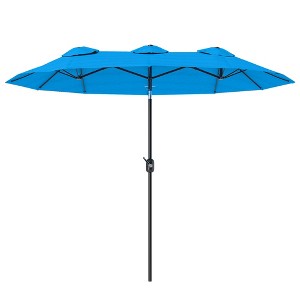 Outsunny 9.5' Double-sided Patio Umbrella with 3 Air Vents, Tilt and Crank, Outdoor Umbrella - 1 of 4