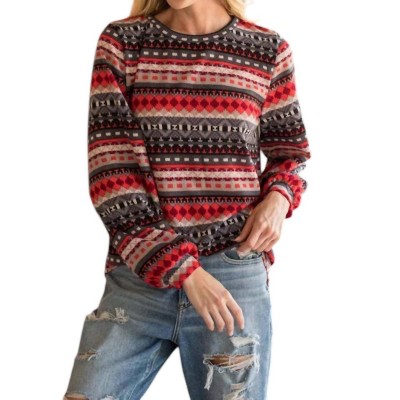 Women's Fairaisle Patterned Knit Top - BOMBOM