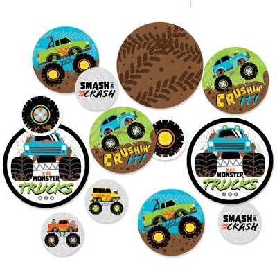 Big Dot of Happiness Smash and Crash - Monster Truck - Boy Birthday Party Giant Circle Confetti - Party Decorations - Large Confetti 27 Count