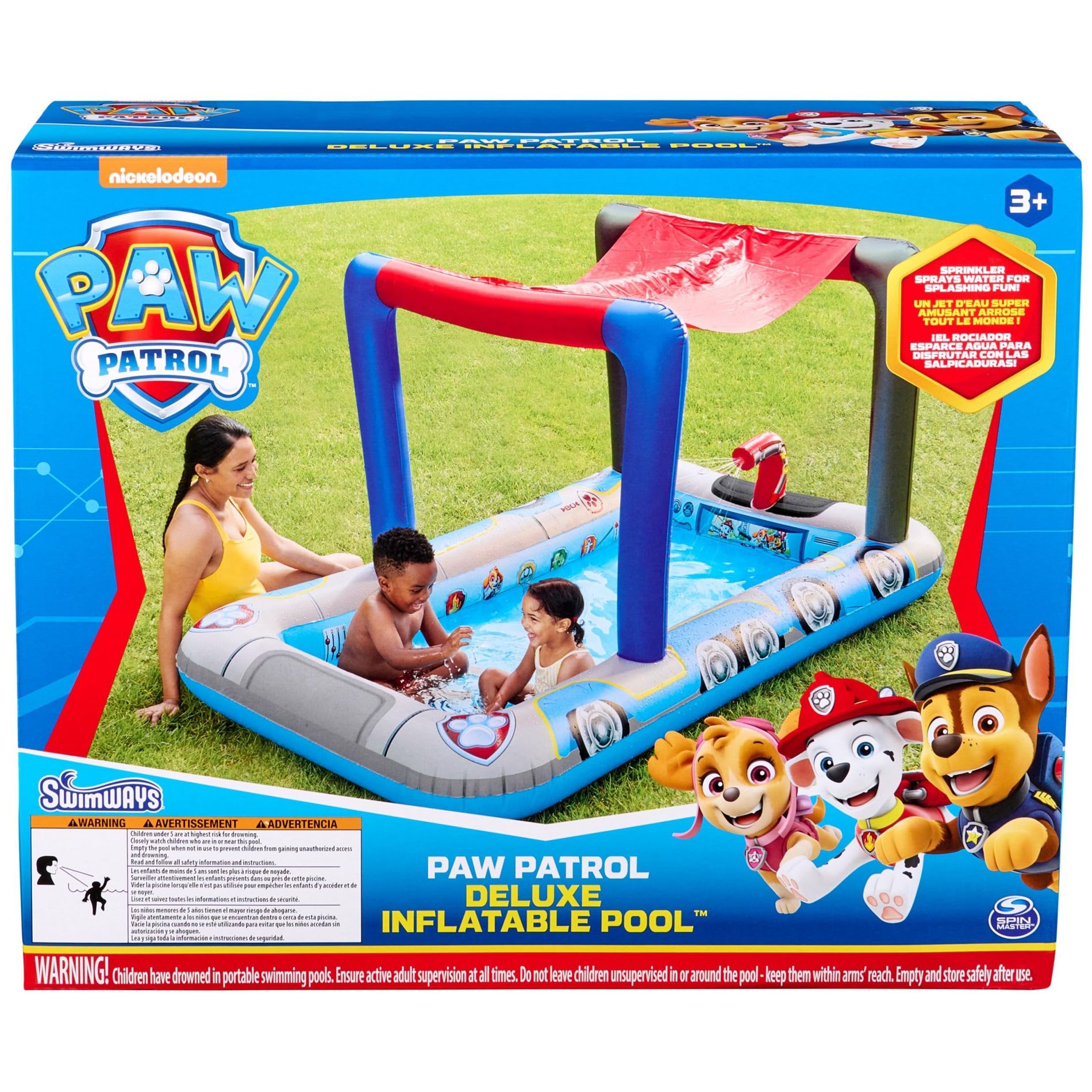 Swimways Paw Patrol Deluxe Inflatable Pool, Above Ground Pool with Canopy and Fast Inflation for Kids Aged 3 & Up
