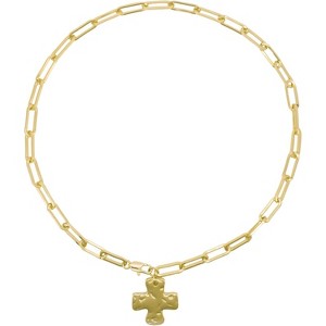 Chunky Hammered Cross Necklace for Women, Bold Paperclip Chain with Toggle Clasp Gold-1 - 1 of 4