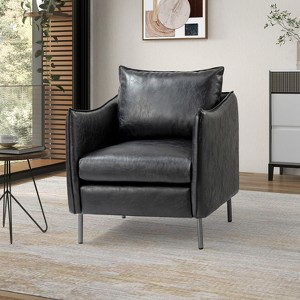 Felix Upholstery Livingroom Vegan Leather Armchair with Metal Legs | KARAT HOME - 1 of 4