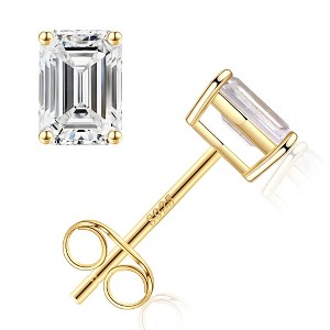 Turandoss S925 Sterling Silver Stud Earrings for Women, Cubic Zirconia Hypoallergenic Flat Back Cartilage Earrings for Piercing, Christmas Gifts - 1 of 4