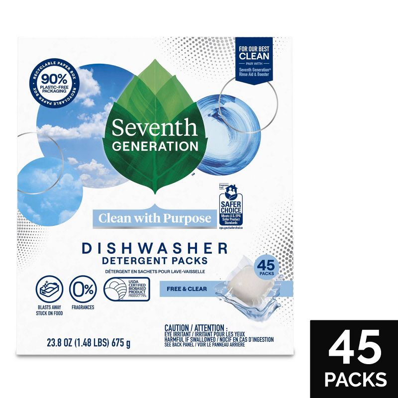 Seventh Generation Free & Clear Natural Dishwasher Detergent Packs, 1 of 9