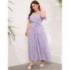 BLUEMING Plus Size Womens Dresses Floral Surplice A-Line Maxi Dress Waist Belted Floral Maxi Dress Wasit Tie Bell Sleeve Dress - 3 of 4