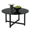 NicBex Modern Round Tempered Glass Coffee Table,Side Table with Cross Leg,Center Table for Living Room - 2 of 4