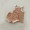 MyKids-USA Baby Girl Solid Color Thin Style Pure Cotton Vest Combo Shorts 2 Pieces Sets Home Clothes - 3 of 4