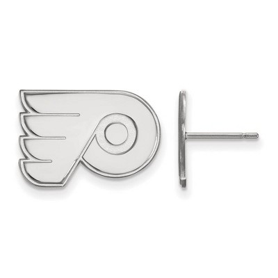 Black Bow Jewelry 10k White Gold Philadelphia Flyers NHL Stud Earrings