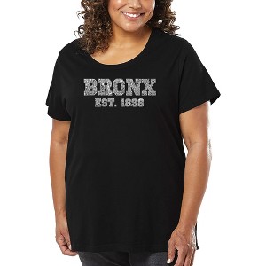 LA Pop Art Women's Word Art T-shirt - POPULAR NEIGHBORHOODS IN BRONX, NY - 1 of 4