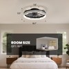 Ludomide Minimalist Flush Mount Ceiling Fan, Black Round Ceiling Fans with Lights and Remote, 20" Low Profile Dimmable Bladeless Caged Ceiling Fan - 3 of 4