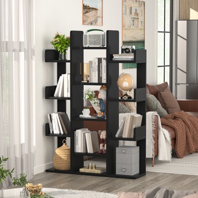 Aheaplus Tree-Shaped Bookcase with 13 compartments, Display Open Bookshelf