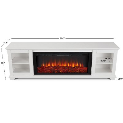 Benjamin 81" White Electric Fireplace TV Stand with Storage