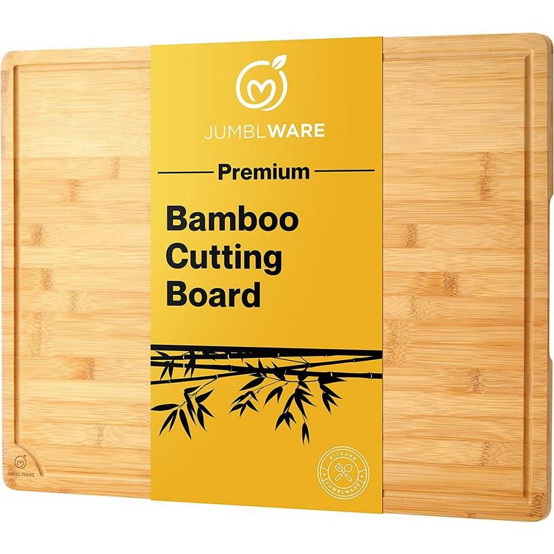 JumblWare Bamboo Wood Cutting Board, Large Cutting Board for Kitchen, 1 of 8