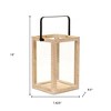 HomeRoots 16" Clear And Natural Glass And Solid Wood Tabletop Lantern Candle Holder - 3 of 4