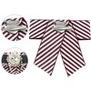 INSPIRE CHIC Women's Striped Rhinestone Bow Tie Fashion Faux Pearl Bow Tie Pin with Hanging Chain - 3 of 4