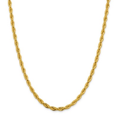 Black Bow Jewelry 4.75mm 10k Yellow Gold Hollow Rope Chain Necklace