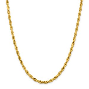 Black Bow Jewelry 4.75mm 10k Yellow Gold Hollow Rope Chain Necklace - 1 of 4