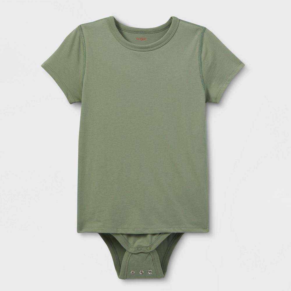 Kids' Adaptive Short Sleeve Bodysuit with Abdominal Access - Cat & Jack™ Army Green L