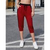 Coolmee Women's Pants Cropped Joggers with Pockets Elastic Waist Drawstring Sweatpants - 2 of 4
