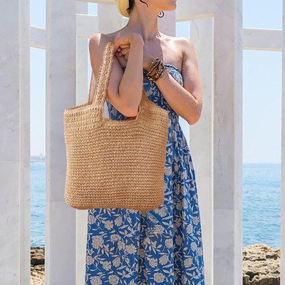 BEAFUP Beach Bags for Women - Summer Soft LargeHand-woven Shoulder Purse Handbag, Beach Tote Straw Bag for Summer Vacation