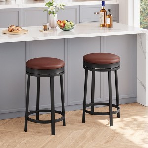 Swivel Bar Stools, 24" Counter Height Bar Stools with Footrest - 1 of 4