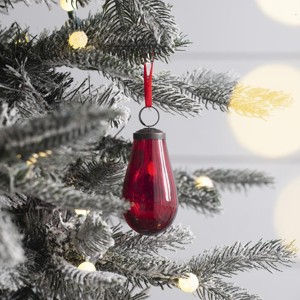 FURNIinspire Decorative Holiday Scene Props Set of 12 Glass Hanging Christmas Tree Ornament Luster Tear Drop Home Decor, Red, 2"*2"*3.7" - 1 of 4