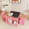 Kids Table and Chair Set, 4 in 1 Wooden Activity Table & 2 Chairs with Storage Drawer Detachable Tabletop for Toddlers Kids Drawing, Reading - 2 of 4
