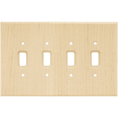 Franklin Brass Square Quad Switch Wall Plate Unfinished Wood Brown