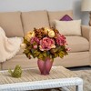 Nearly Natural 16-in Peony Artificial Arrangement in Rose Colored Vase - 4 of 4
